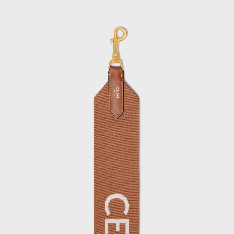 Short Strap in Wool with Celine jacquard - TAN/WHITE - BAG CHARMS - 1 | CELINE