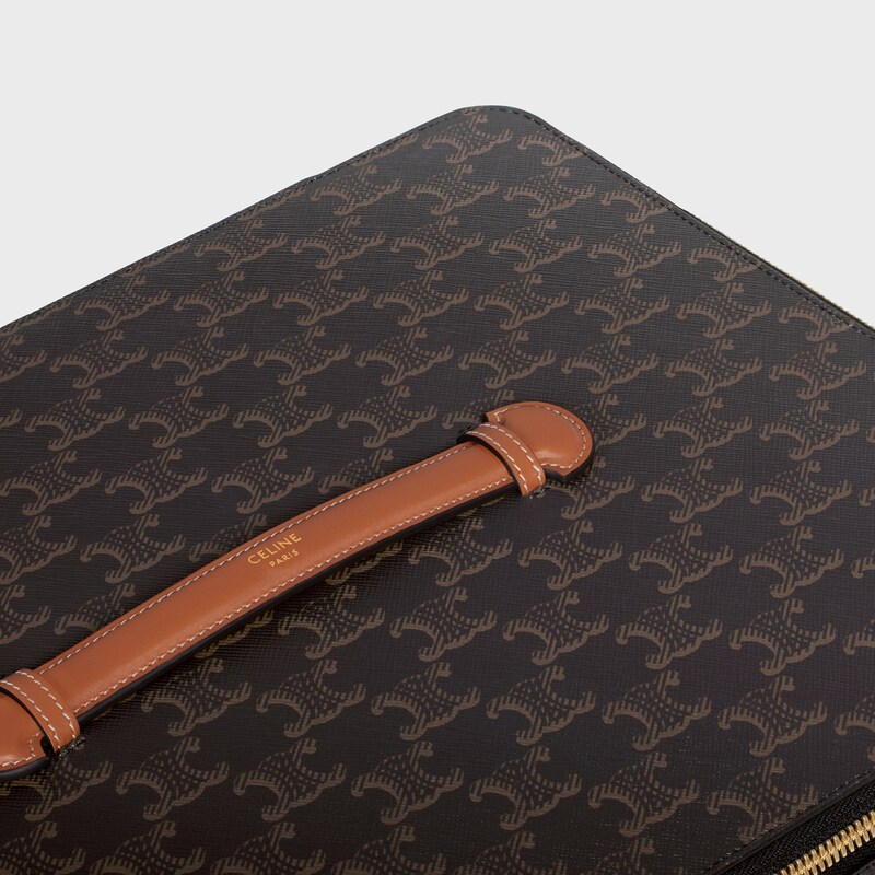 Shirt Case in Triomphe Canvas and Calfskin - TAN - CELINE MAISON - 1 | CELINE