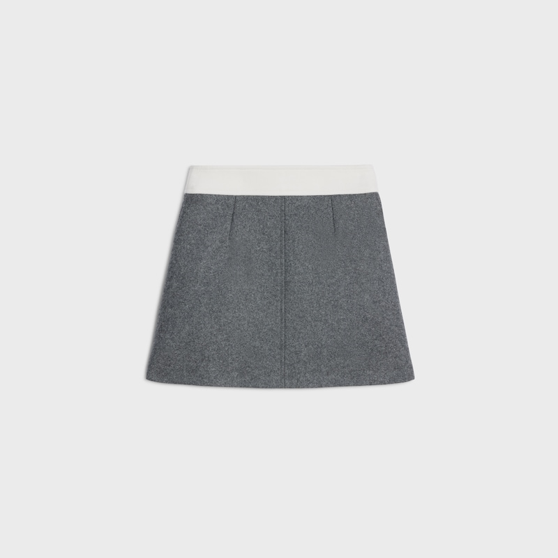 trapeze mini skirt in wool cloth - MEDIUM GREY -  - 1 | CELINE