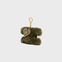 TRIOMPHE pom-pom Charm IN Shearling and Calfskin - Golden Khaki - GIFTS FOR HER - 2 | CELINE