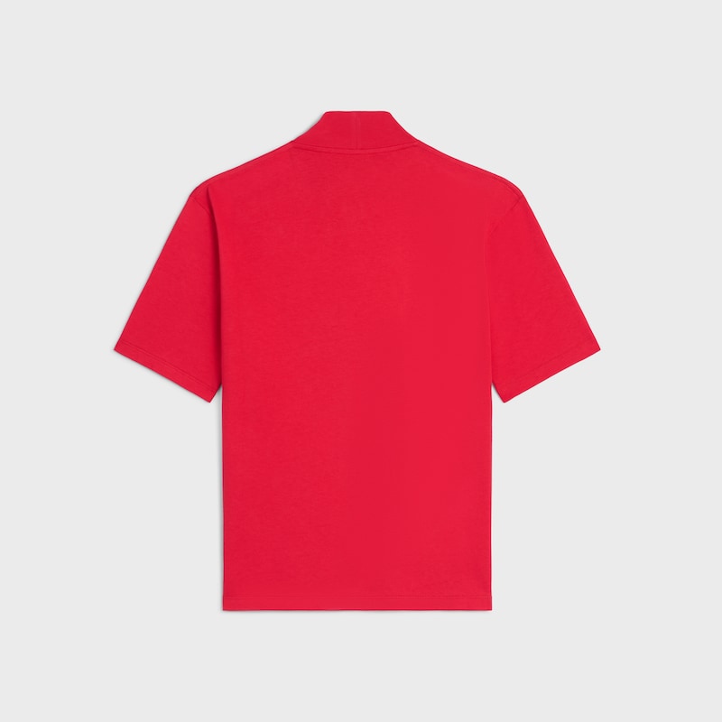 t-shirt col montant jersey coton - RED NEBRASKA/OFF WHITE -  - 1 | CELINE
