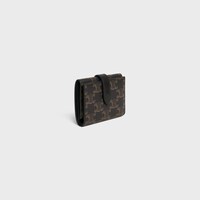 Fine Strap Wallet in Triomphe Canvas and Lambskin - BLACK - TRIOMPHE CANVAS - 2 | CELINE