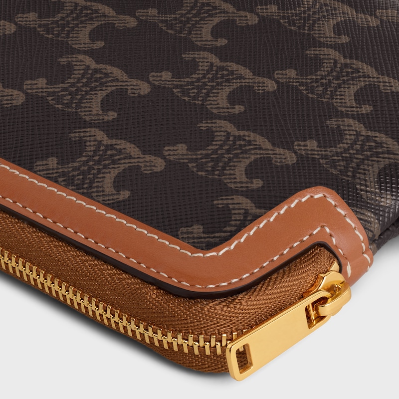Longue Pochette avec dragonne toile triomphe et veau - TAN - GIFT FINDER - 1 | CELINE