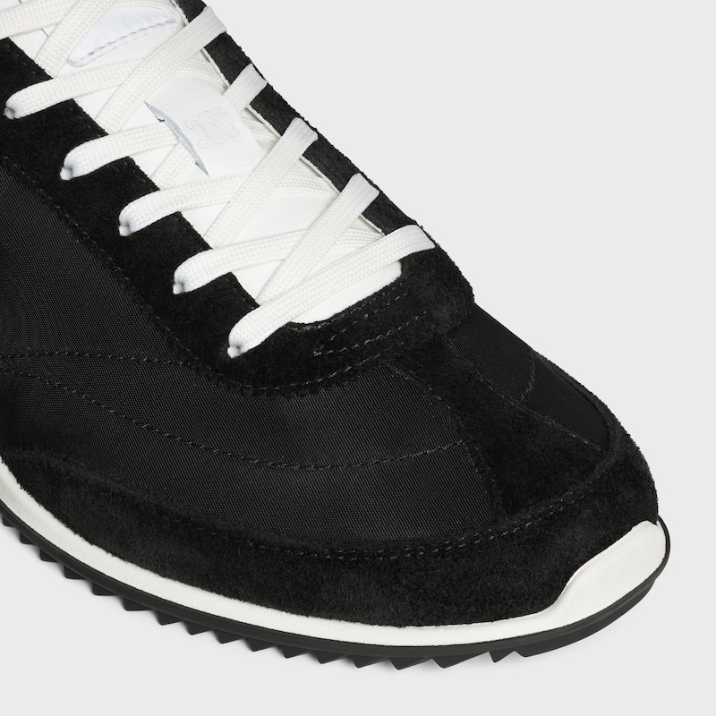 CELINE RACER - SNEAKER BASSE AVEC TRIOMPHE EN NYLON, CUIR DE VEAU VELOURS ET CUIR DE VEAU - Noir -  - 1 | CELINE