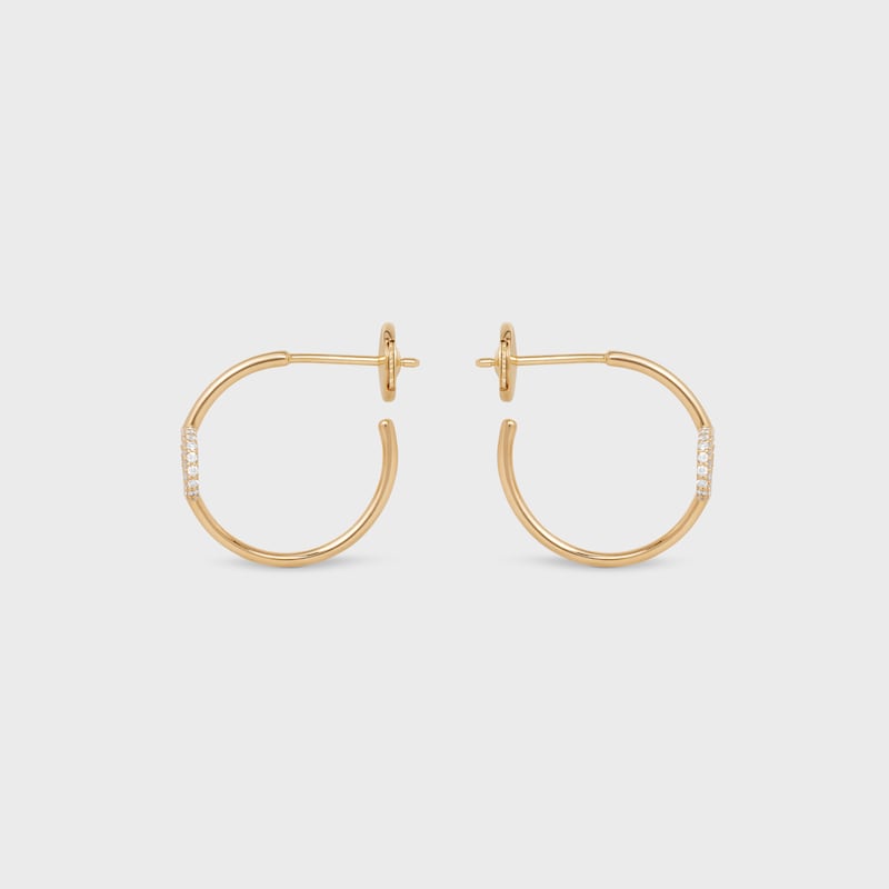마이용 트리옹프 후프 - 옐로우 골드 & 다이아몬드 - 옐로우 골드 & 화이트 - 귀걸이 - 1 | CELINE