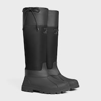 celine riley HIGH BOOT IN Nylon and Calfskin - BLACK -  - 2 | CELINE