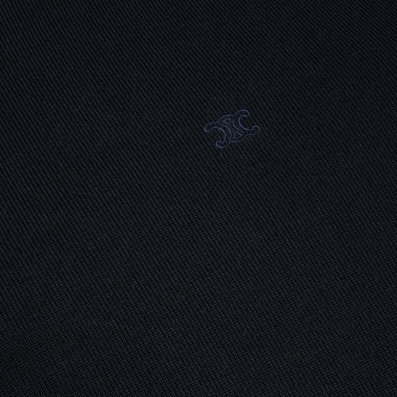 MAGLIA STILE POLO IN SETA FINE E COTONE - BLU NAVY -  - 1 | CELINE