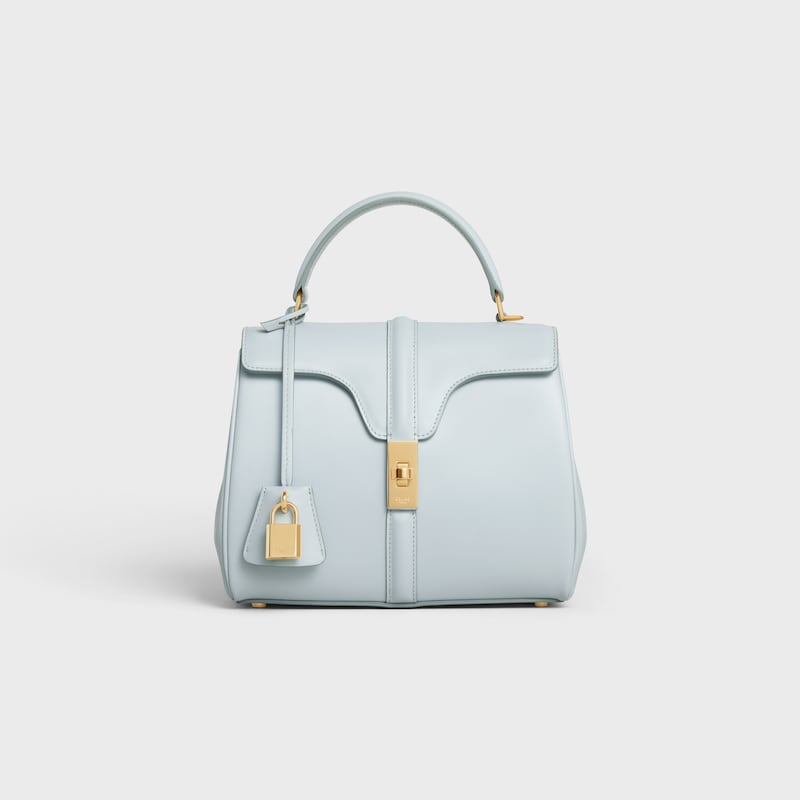 Small 16 Bag in satinated calfskin - SOFT BLUE - TOP-HANDLE BAGS - 1 | CELINE