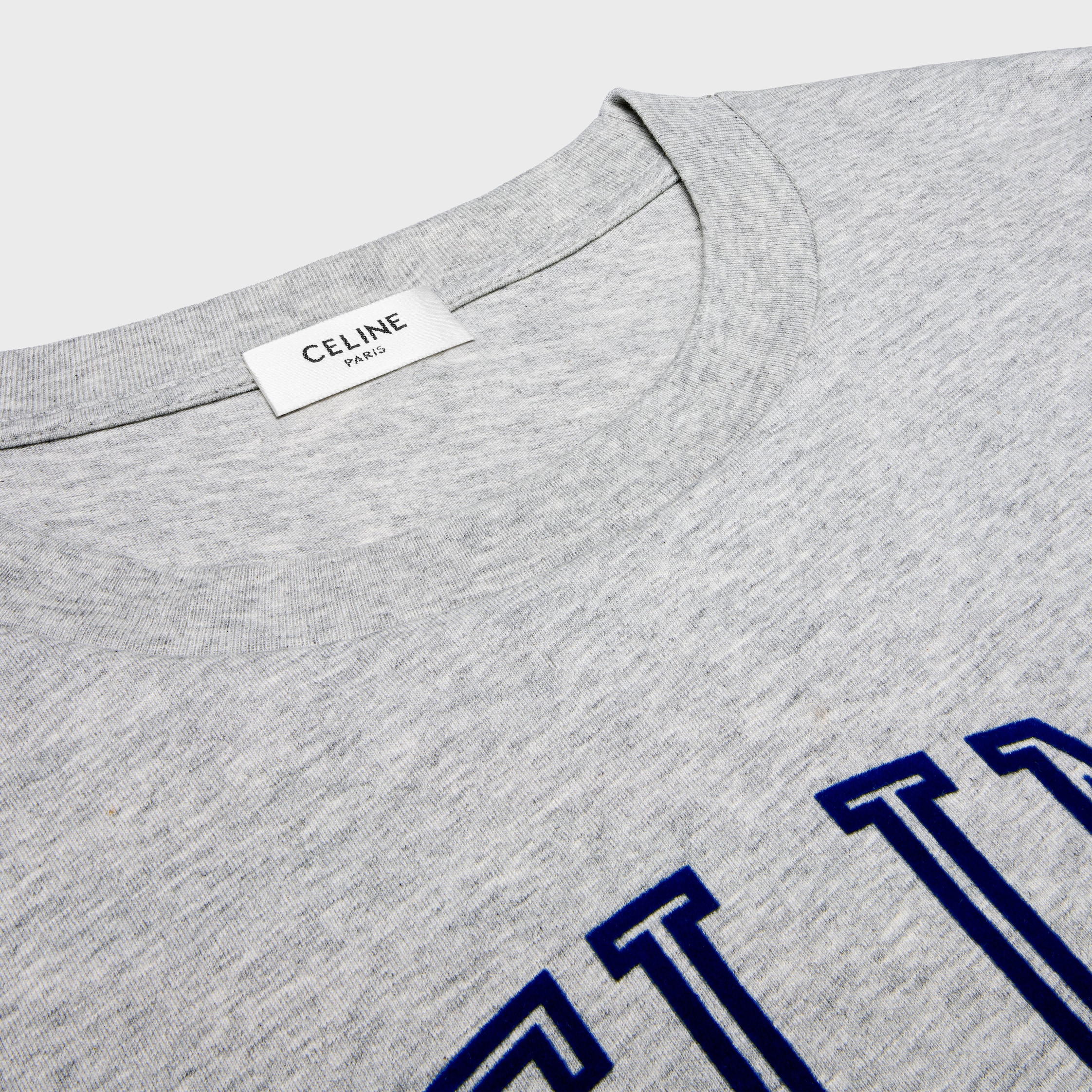 LOOSE T-SHIRT IN COTTON JERSEY - VINTAGE GREY MELANGE / NAVY | CELINE