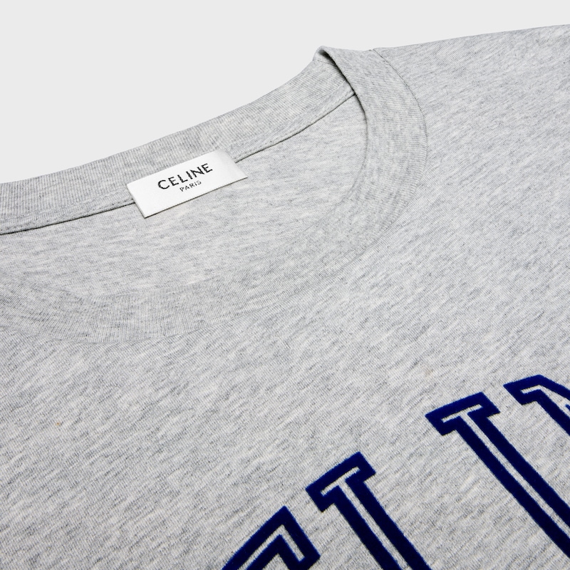 t-shirt loose jersey coton - VINTAGE GREY MELANGE / NAVY -  - 1 | CELINE