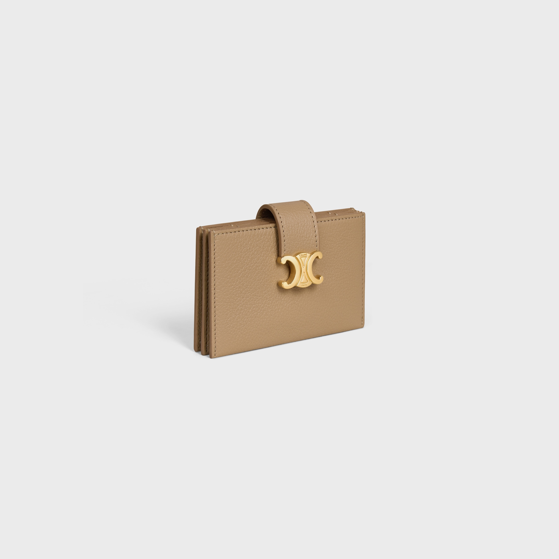 ACCORDEON CARD HOLDER IN SUPPLE GRAINED CALFSKIN - Smoked