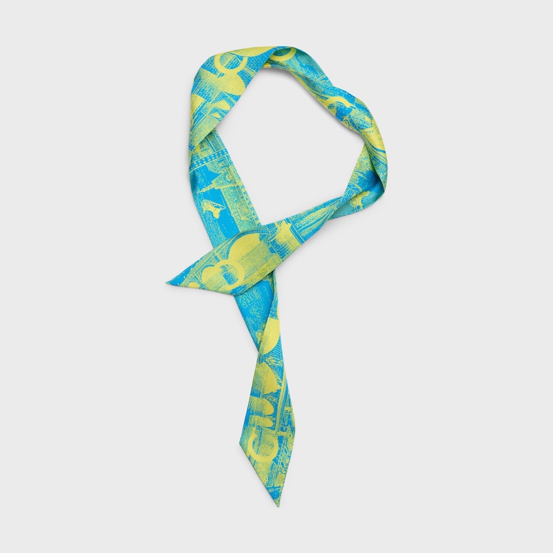 lavalliere IN silk twill - BLUE / YELLOW -  - 1 | CELINE