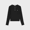 long sleeved t-shirt IN RIBBED COTTON JERSEY - BLACK / WHITE -  - 1 | CELINE