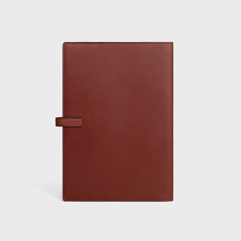 LARGE NOTEBOOK COVER WITH POUCH IN NATURAL CALFSKIN - TECK - STATIONERY - 1 | CELINE