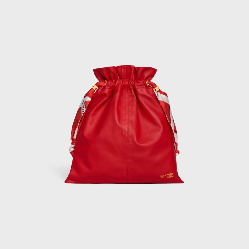 SMALL CRYSTAL POUCH IN LAMBSKIN AND SILK - ULTRA RED - MORE LINES - 1 | CELINE
