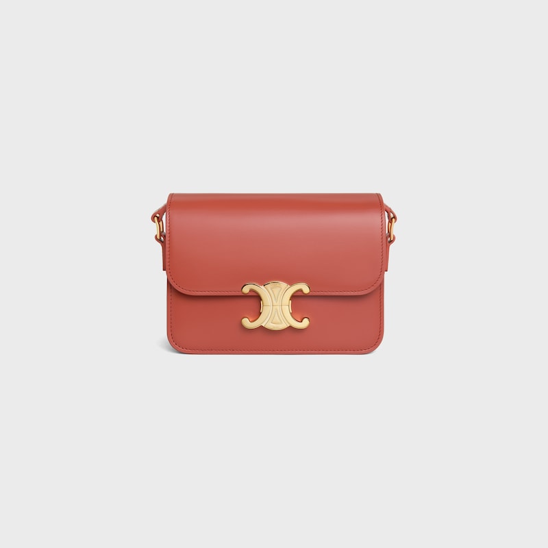 Teen Triomphe Bag in shiny calfskin - RED CANYON - TRIOMPHE - 1 | CELINE