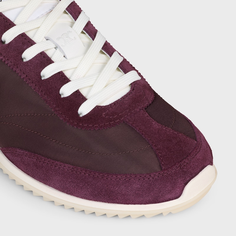 CELINE RACER - SNEAKER BASSE AVEC TRIOMPHE EN NYLON, CUIR DE VEAU VELOURS ET CUIR DE VEAU - Prune -  - 1 | CELINE