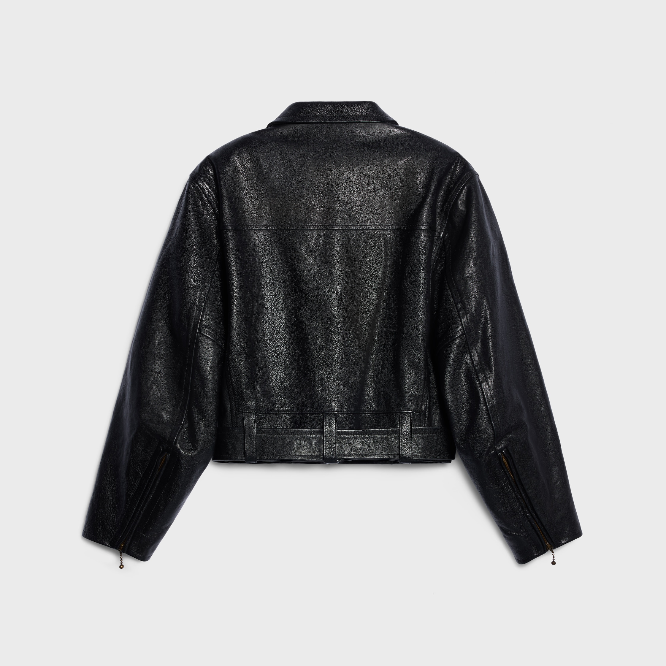 cropped jacket IN calfskin - BLACK | CELINE