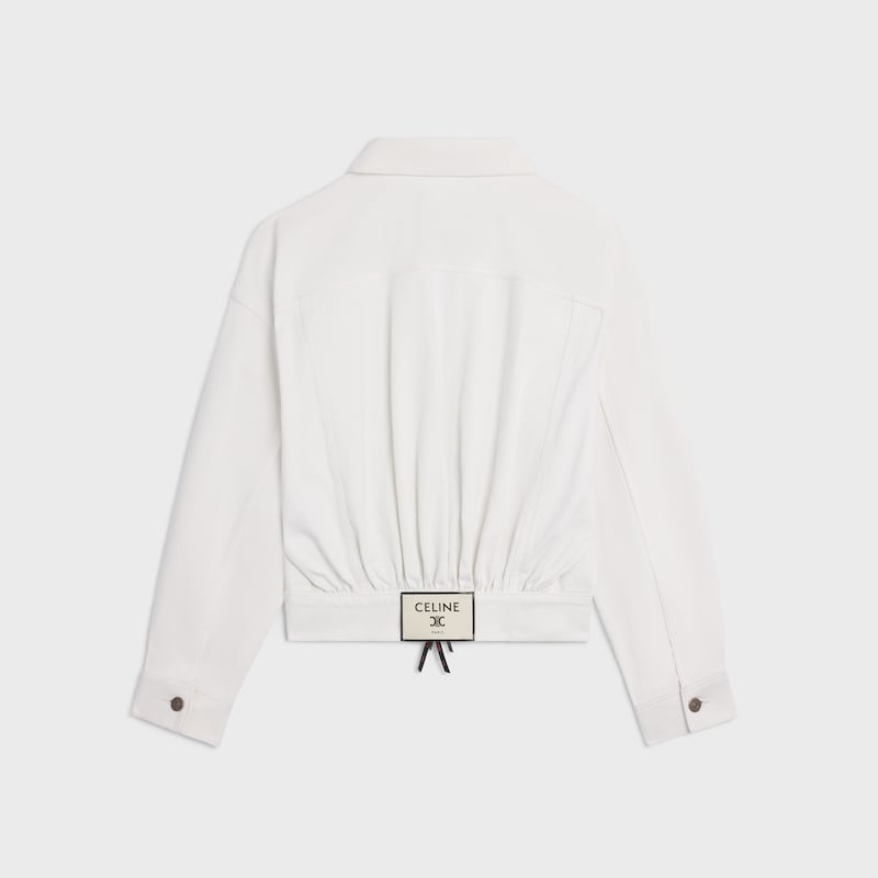 trucker jacket IN cotton denim - WHITE HEAVY STONE WASH -  - 1 | CELINE