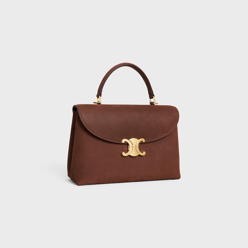 MEDIUM NINO BAG IN GRAINED NUBUCK CALFSKIN - CHESTNUT - TOP-HANDLE BAGS - 1 | CELINE