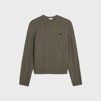 triomphe sweater in cable-knit cashmere - TAUPE -  - 1 | CELINE