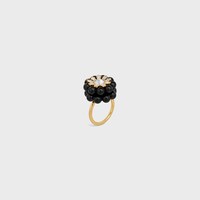 Celine Heirlooms Mûre Ring in Strass, Varnish and Brass with gold finish - GOLD / BLACK -  - 2 | CELINE
