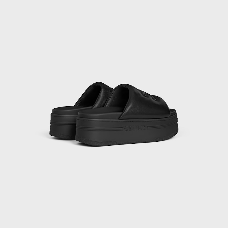 CELINE BLOCK SLIDE WITH TRIOMPHE IN LAMBSKIN - BLACK -  - 1 | CELINE