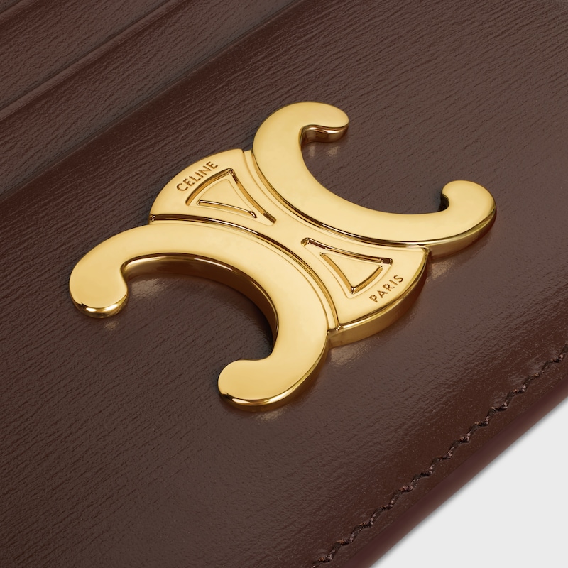 CARD HOLDER TRIOMPHE IN Shiny calfskin - CHESTNUT - LUCKY DAY SELECTION - 1 | CELINE