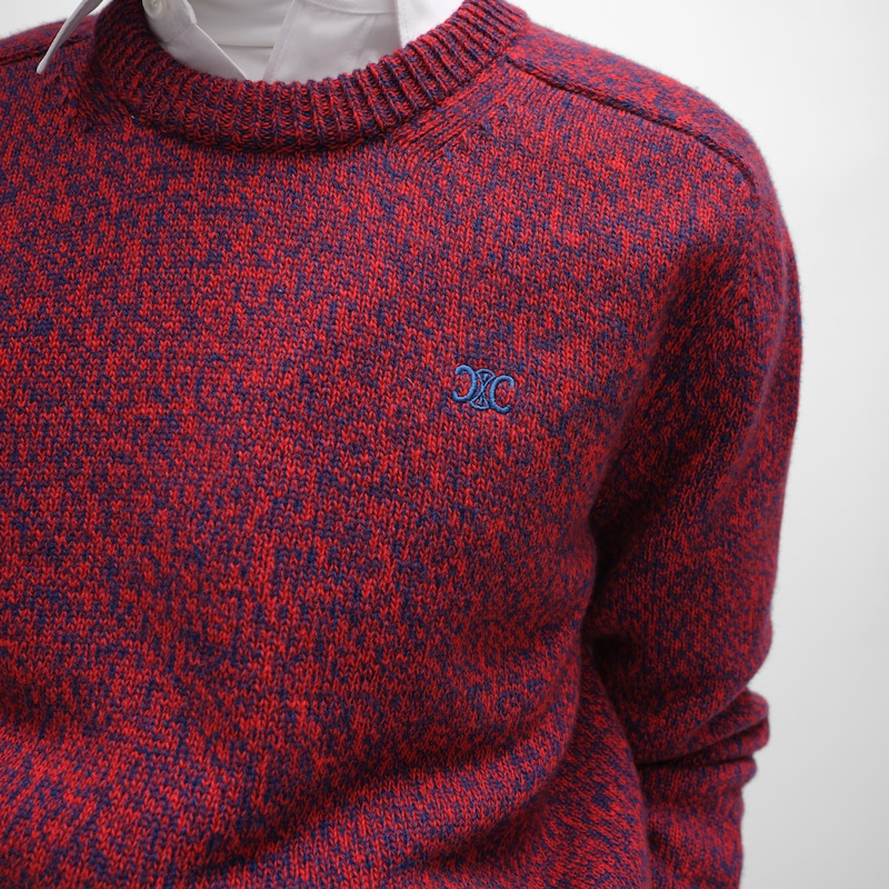 JERSEY CON CUELLO REDONDO DE LANA Y CACHEMIRA - Rojo/Azul -  - 1 | CELINE