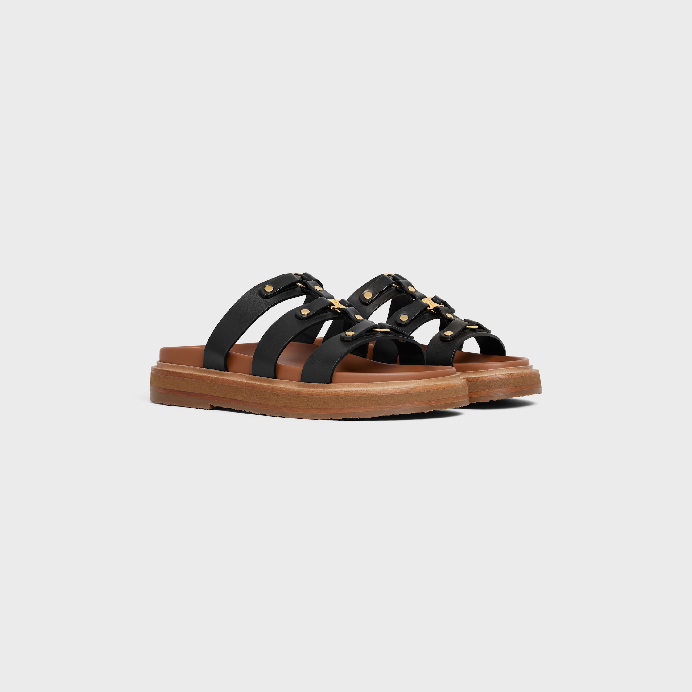 【CELINE 】 Tippi in shearling and calfskin slides CELINE CELINE TIPPI SLIDE in SHEARLING AND CALFSKIN | REVERSIBLE