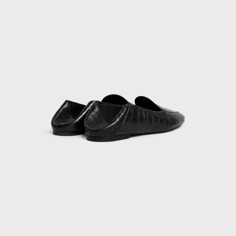 LOAFER AURA IN CROCODILE STAMPED LAMBSKIN - BLACK -  - 1 | CELINE