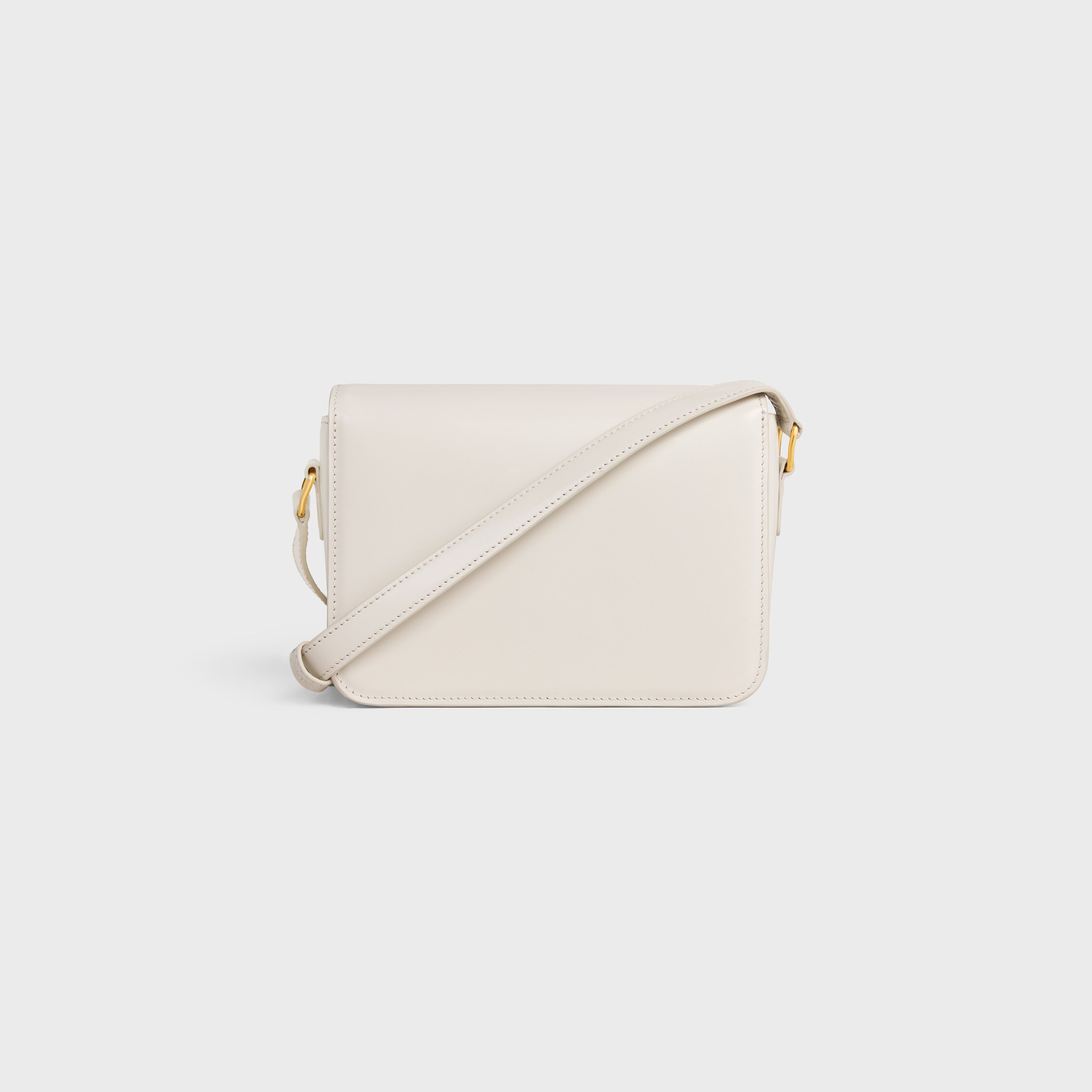 TEEN TRIOMPHE BAG IN SHINY CALFSKIN WITH ENAMEL CLOSURE - WHITE