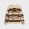 crew neck sweater in fair isle mohair - BROWN/ECRU -  - 1 | CELINE