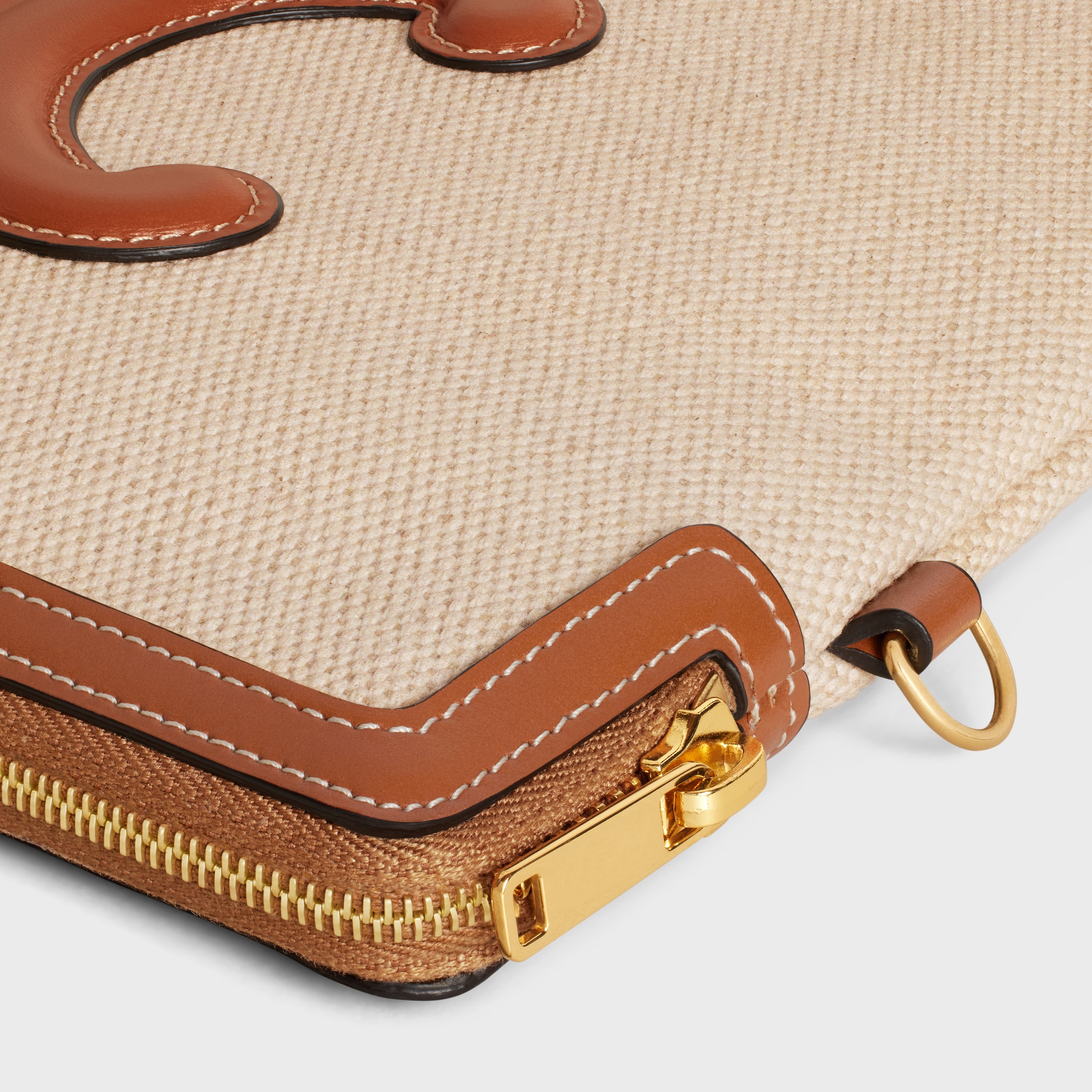 SMALL POUCH WITH STRAP CUIR TRIOMPHE IN TEXTILE AND CALFSKIN