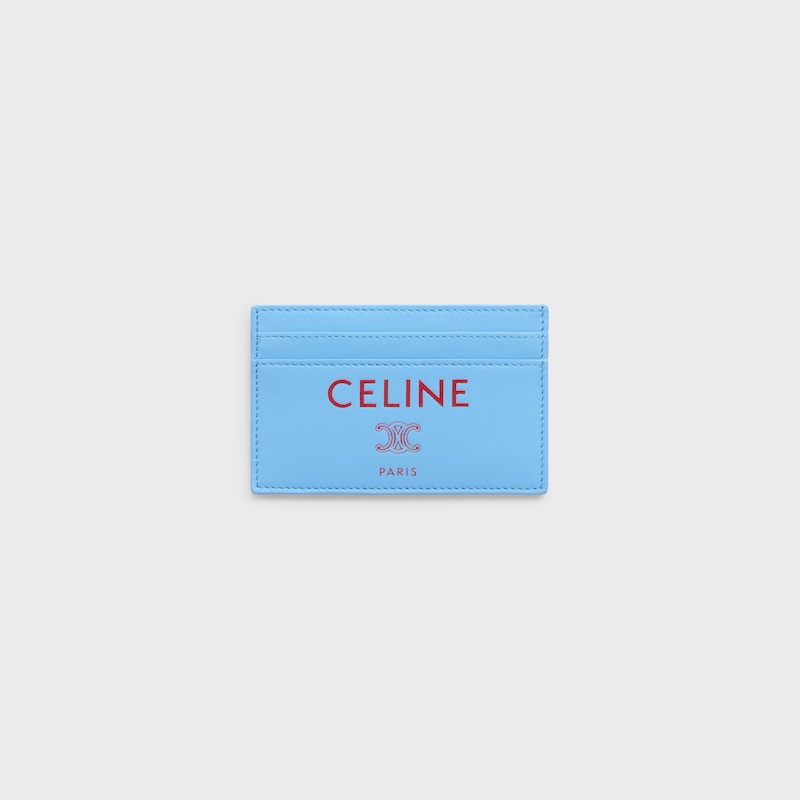 CARD HOLDER IN SMOOTH LAMBSKIN - SKY BLUE / RED - NEW - 1 | CELINE