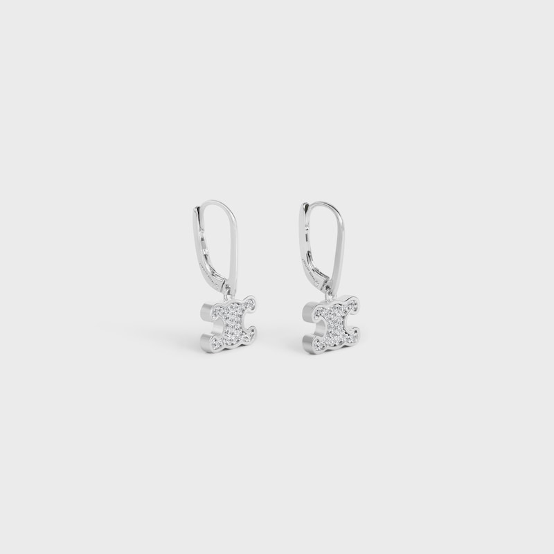 BO Rhinestone Triomphe en Laiton Rhodié et Cristaux - ARGENT - BOUCLES D'OREILLES - 1 | CELINE