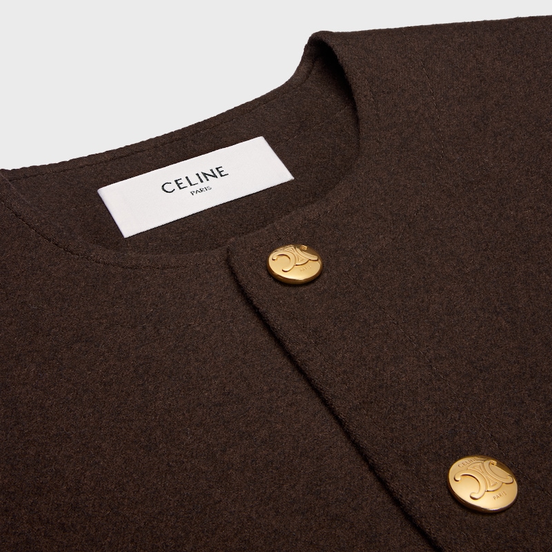cardigan jacket IN DOUBLE FACE CASHMERE - BROWN -  - 1 | CELINE