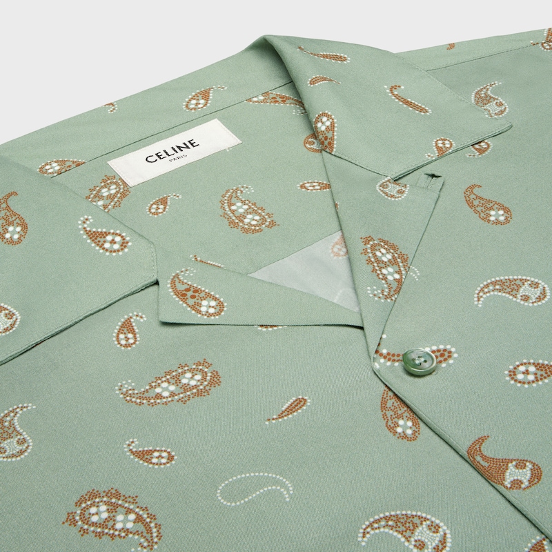 CAMISA BOWLING DE VISCOSA CON ESTAMPADO PAISLEY - SALVIA/CREMA/TABACO -  - 1 | CELINE