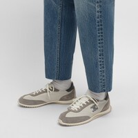 CELINE RACER LOW LACE-UP SNEAKER WITH TRIOMPHE IN NYLON, SUEDE CALFSKIN AND CALFSKIN - GREY -  - 2 | CELINE