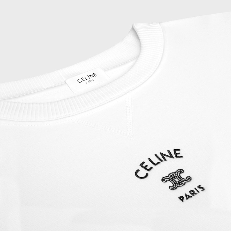 loose sweatshirt IN cotton fleece - OFF WHITE / BLACK -  - 1 | CELINE