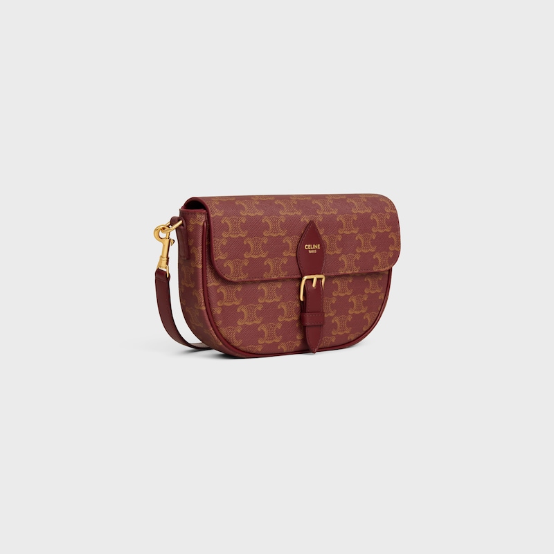 SAC FOLCO SHOULDER TOILE TRIOMPHE ET VEAU - BORDEAUX/TAN - TOILE TRIOMPHE - 1 | CELINE