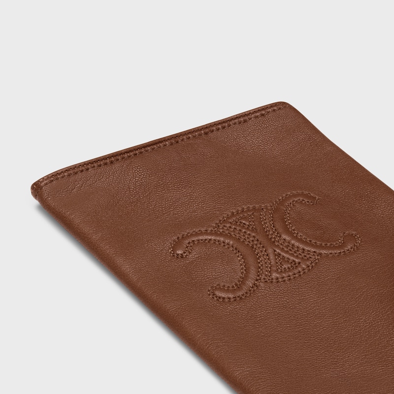 triomphe gloves in plongé lambskin - BROWN -  - 1 | CELINE