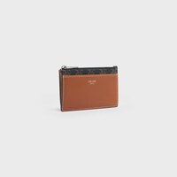 Zipped Card Holder IN Triomphe Canvas and lambskin - TAN - SMALL GIFTS - 2 | CELINE