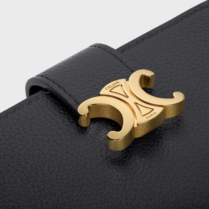 TARJETERO ESTILO ACORDE&Oacute;N NINO DE PIEL DE BECERRO FLEXIBLE CON TEXTURA GRANULADA - NEGRO - NOVEDADES - 1 | CELINE