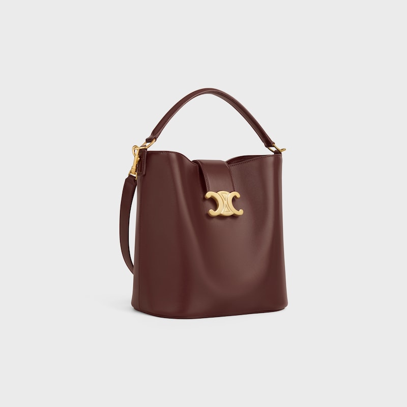 MEDIUM BUCKET LOUISE IN SMOOTH CALFSKIN - CHESTNUT - MORE LINES - 1 | CELINE