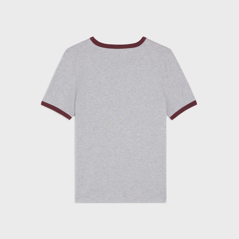 t-shirt IN cotton jersey - VINTAGE GREY MELANGE/BURGUNDY -  - 1 | CELINE