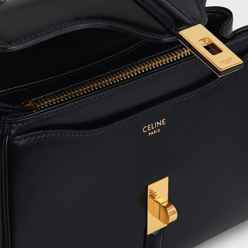 MINI 16 IN Satinated Calfskin - BLACK - TOP-HANDLE BAGS - 1 | CELINE