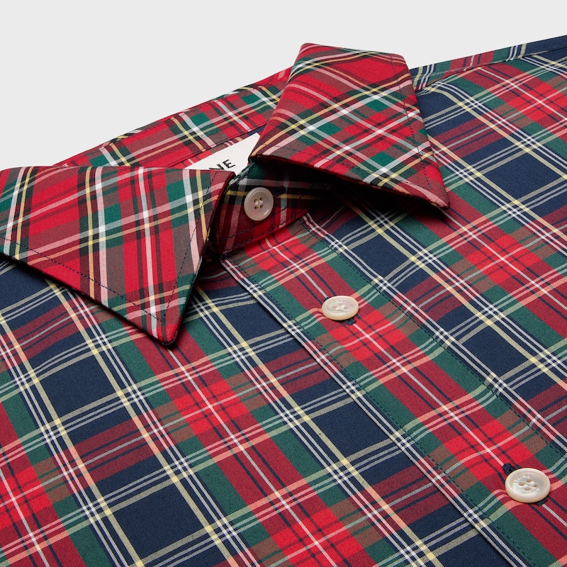 camisa de tartán de algodón - AZUL MARINO/ROJO/AMARILLO -  - 1 | CELINE