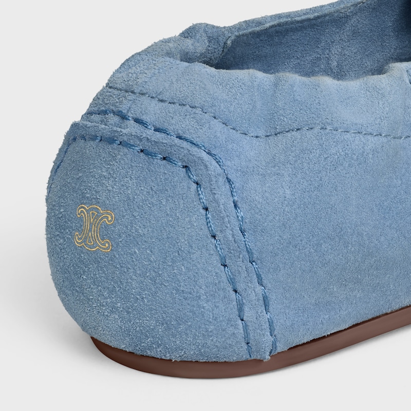 ADAM LACE-UP LOAFER IN SUEDE CALFSKIN - DUSTY BLUE -  - 1 | CELINE