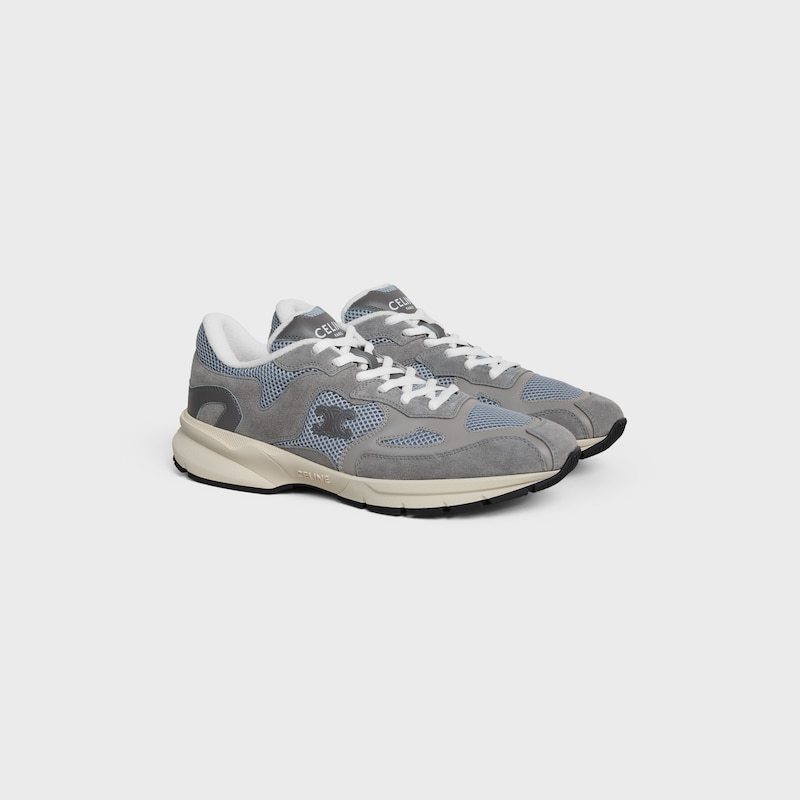 RUNNER SNEAKER IN CALFSKIN, SUEDE CALFSKIN AND MESH - GREY / ECRU -  - 1 | CELINE